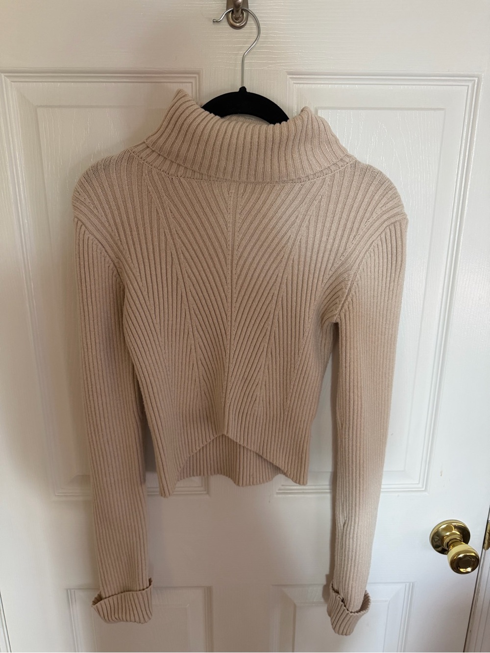 Sincerely Jules Cream Ribbed Cropped Turtleneck Sweater